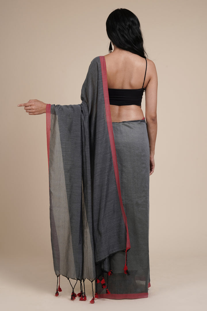 Teejh Kaira Deep Grey Mulmul Saree