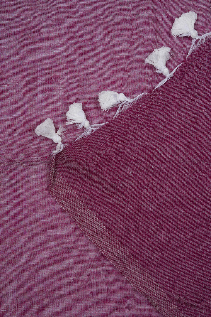 Teejh Iqra Onion Pink &amp; White Mulmul Saree