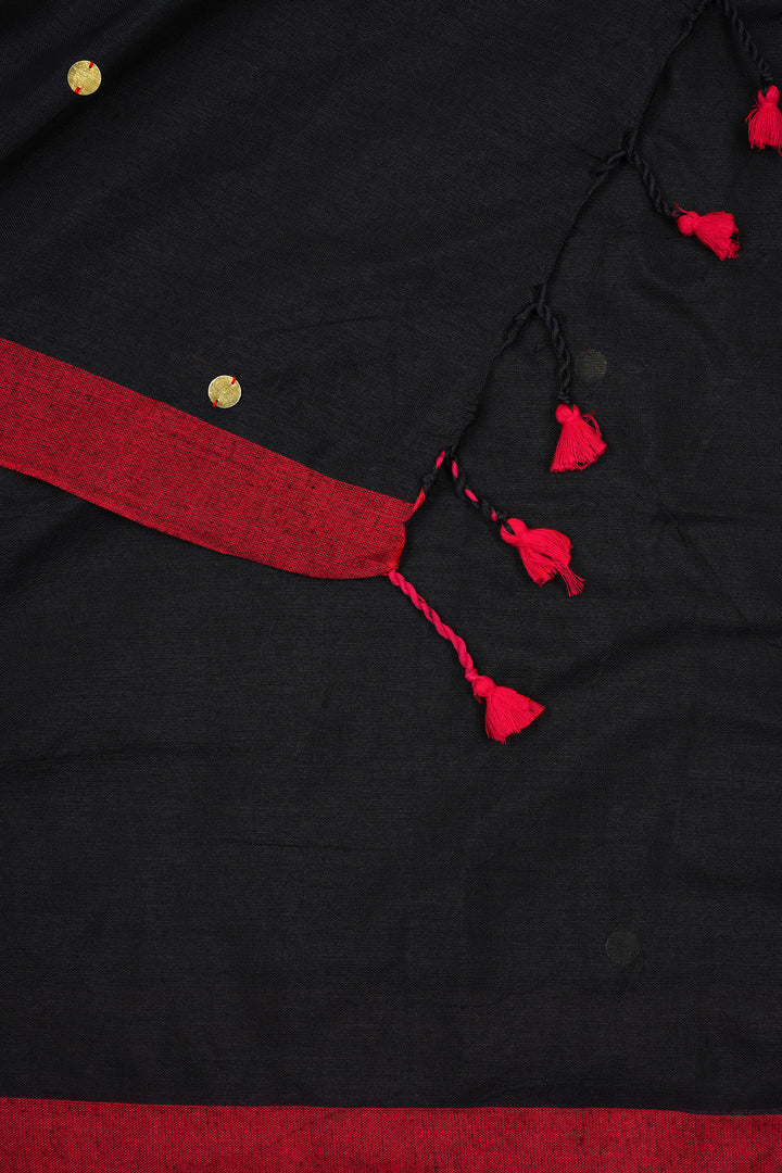 Teejh Savali Black Mulmul Saree