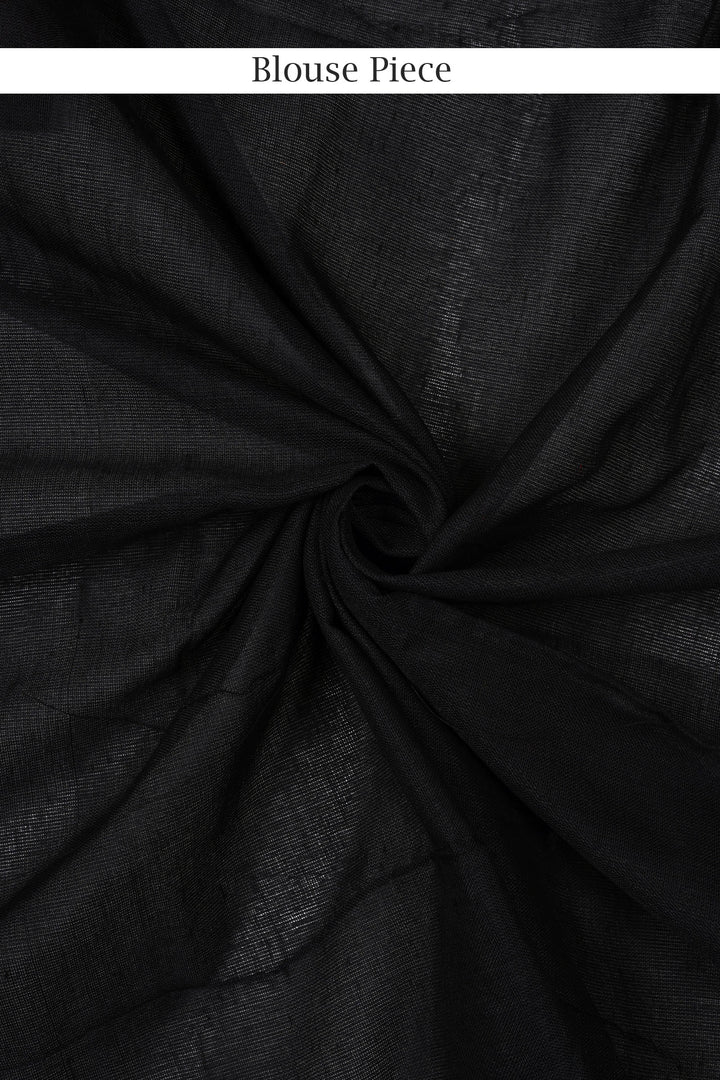 Teejh Savali Black Mulmul Saree