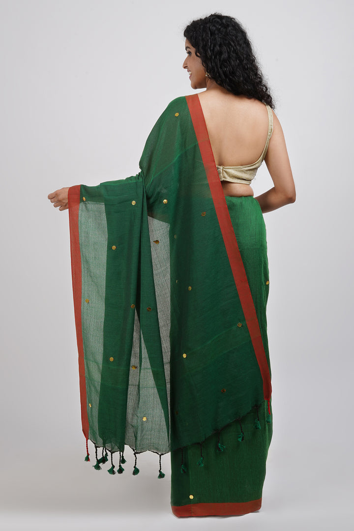 Teejh Savali Green Mulmul Saree