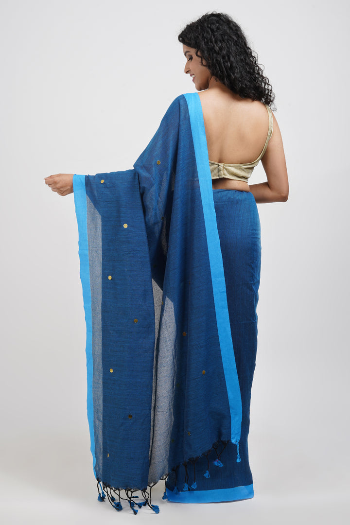 Teejh Savali Blue Mulmul Saree