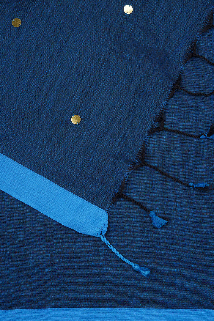 Teejh Savali Blue Mulmul Saree