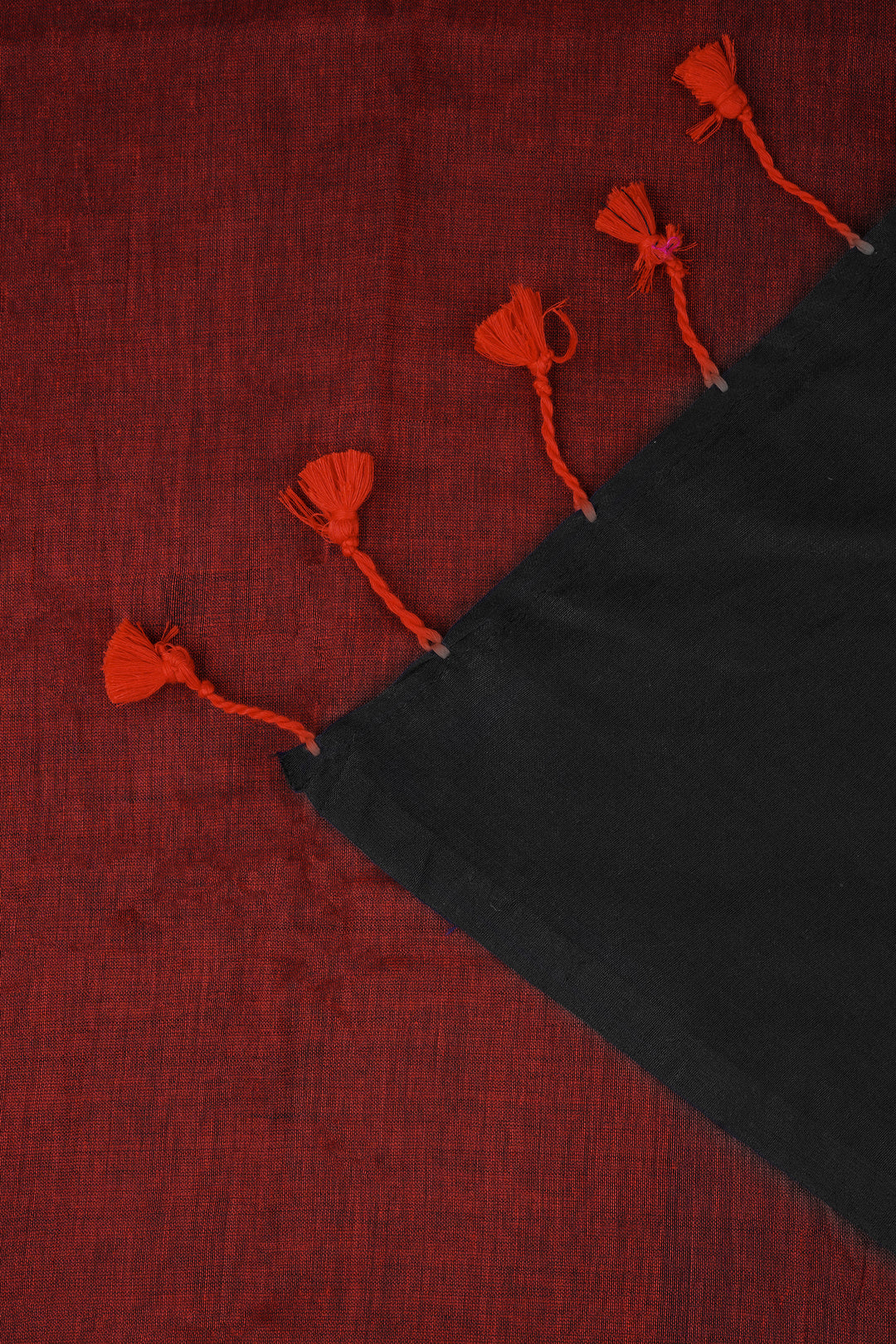 Teejh Varuni Rust Orange &amp; Black Mulmul Saree