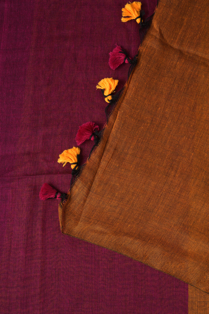 Teejh Varuni Magenta &amp; Mustard Mulmul Saree