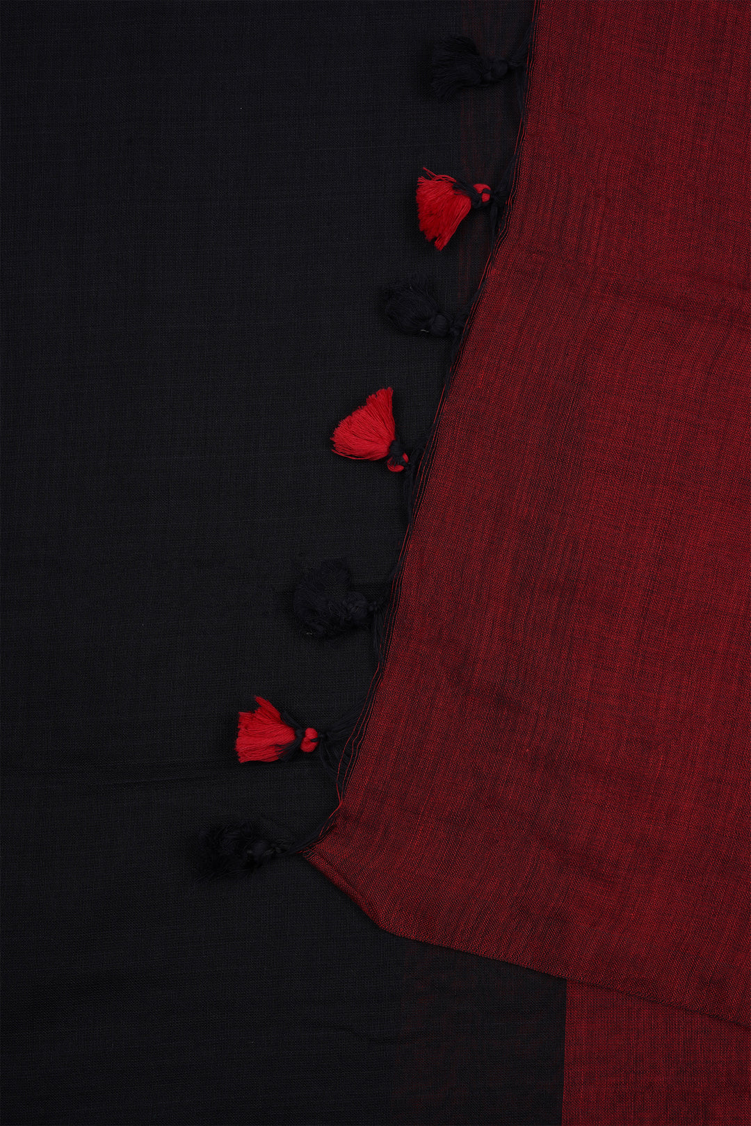 Teejh Varuni Black &amp; Maroon Mulmul Saree