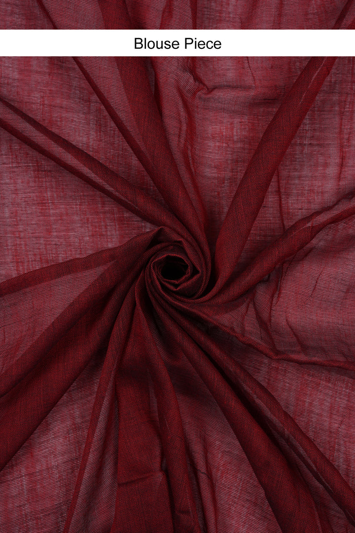 Teejh Varuni Black &amp; Maroon Mulmul Saree
