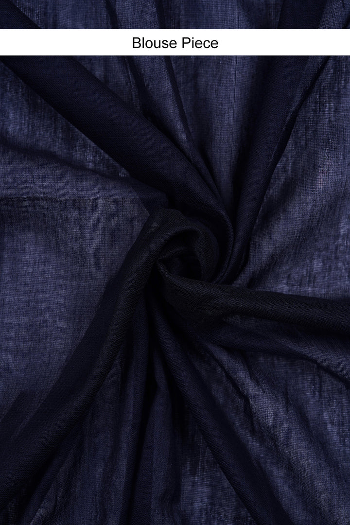 Teejh Varuni Maroon &amp; Navy Blue Mulmul Saree