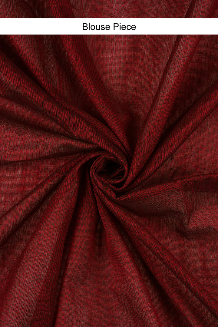 Teejh Varuni Rust Orange &amp; Maroon Mulmul Saree