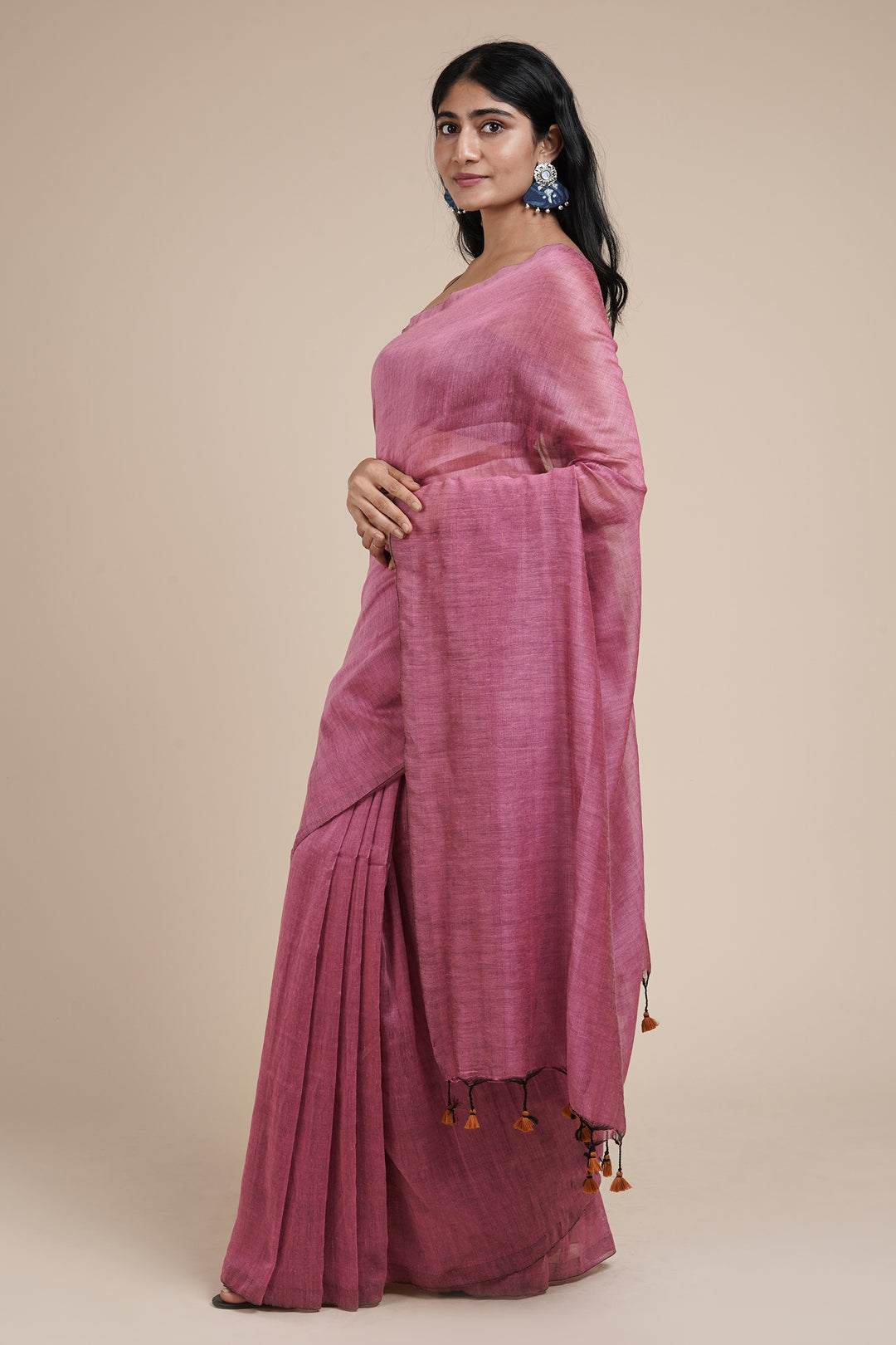 Teejh Takshi Onion Pink  Mulmul Saree