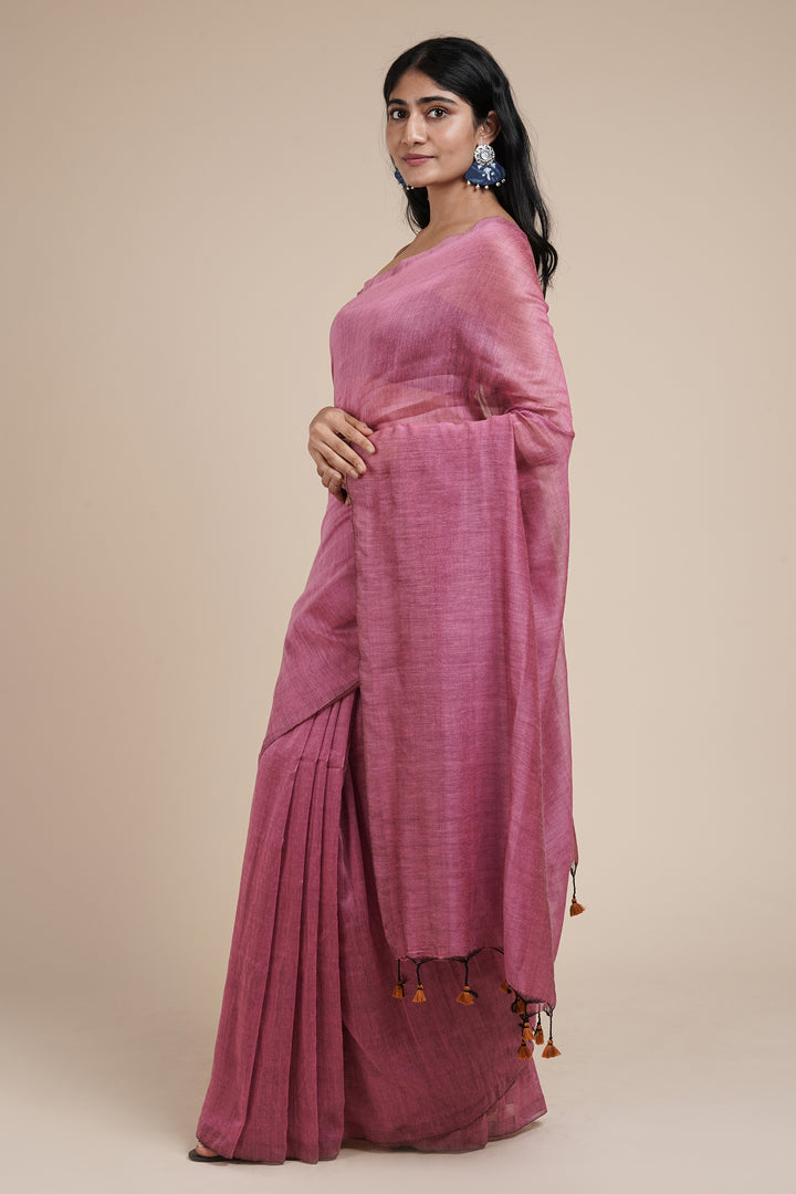 Teejh Takshi Onion Pink  Mulmul Saree