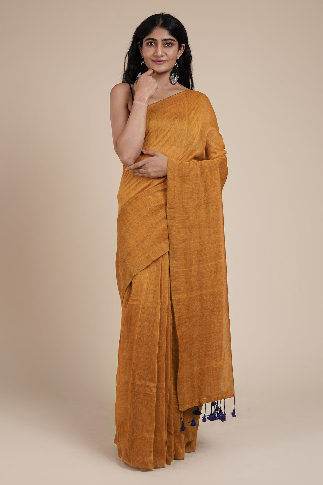 Teejh Takshi Mustard Yellow Mulmul Saree