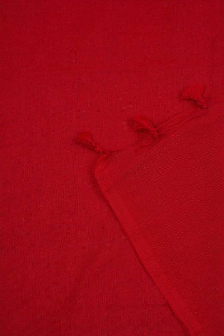 Teejh Takshi Red Mulmul Saree