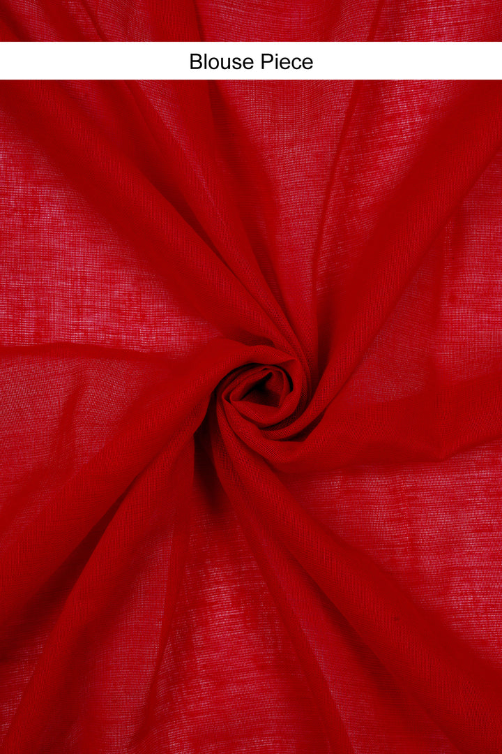 Teejh Takshi Red Mulmul Saree