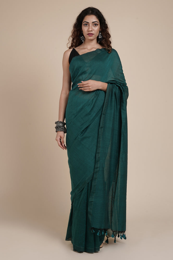Teejh Takshi Green Mulmul Saree