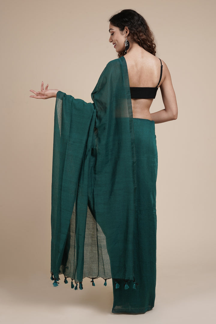 Teejh Takshi Green Mulmul Saree