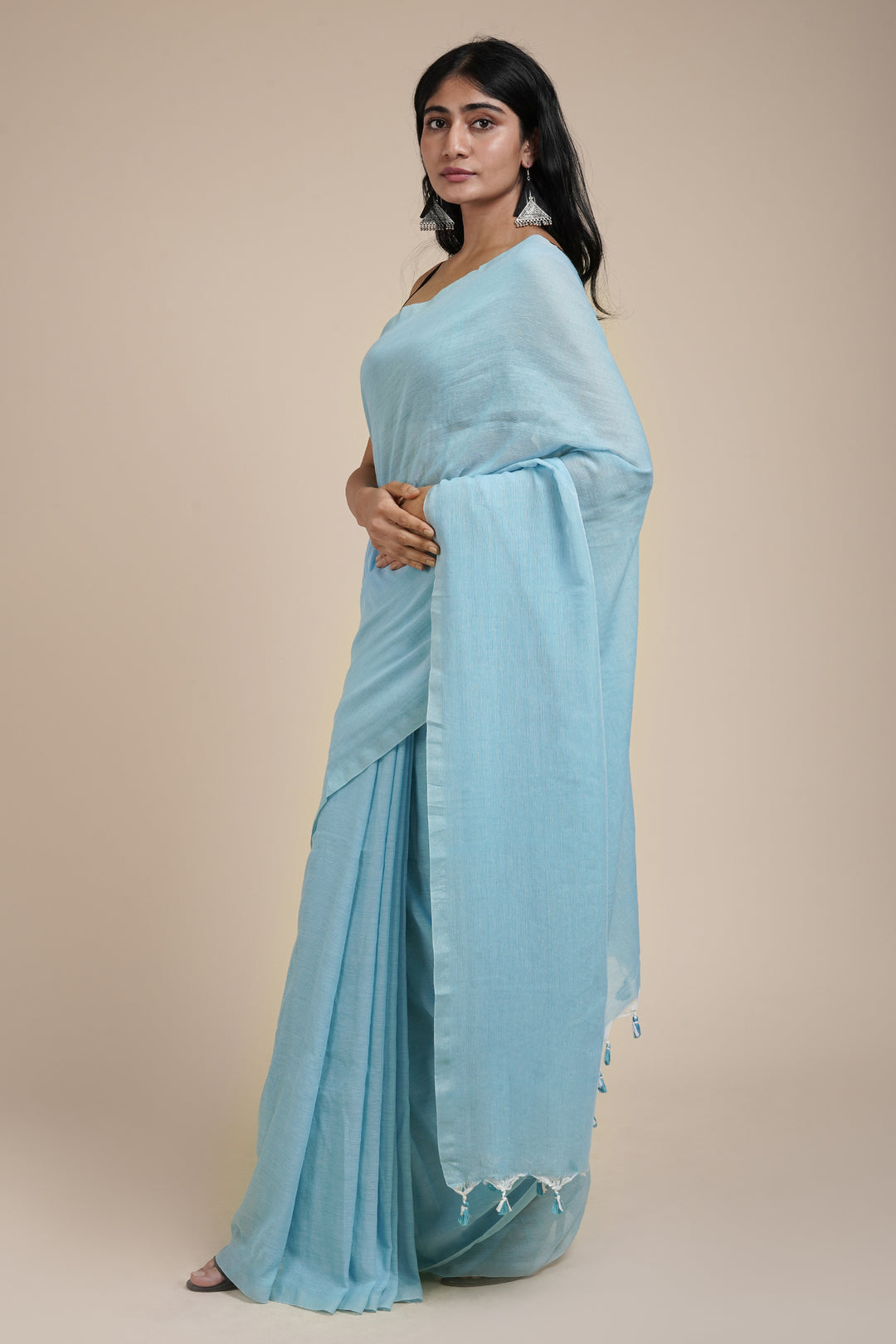 Teejh Takshi Light Blue Mulmul Saree