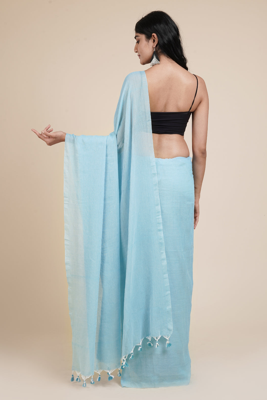 Teejh Takshi Light Blue Mulmul Saree