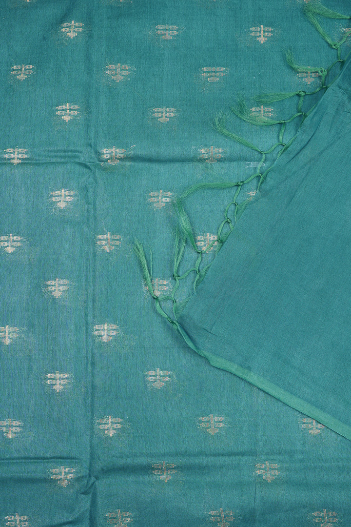 Teejh Lasya Turquoise Cotton Silk Saree