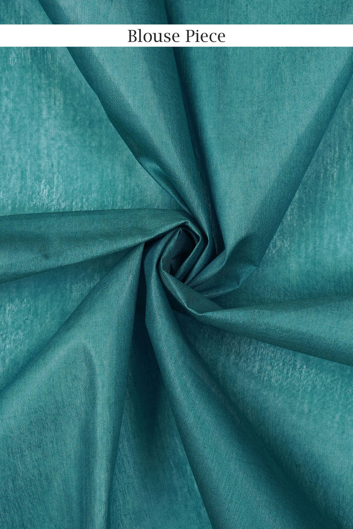 Teejh Lasya Turquoise Cotton Silk Saree