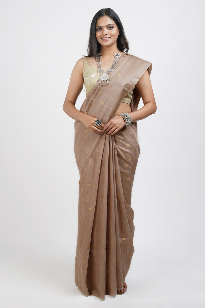 Teejh Lasya Beige Cotton Silk Saree