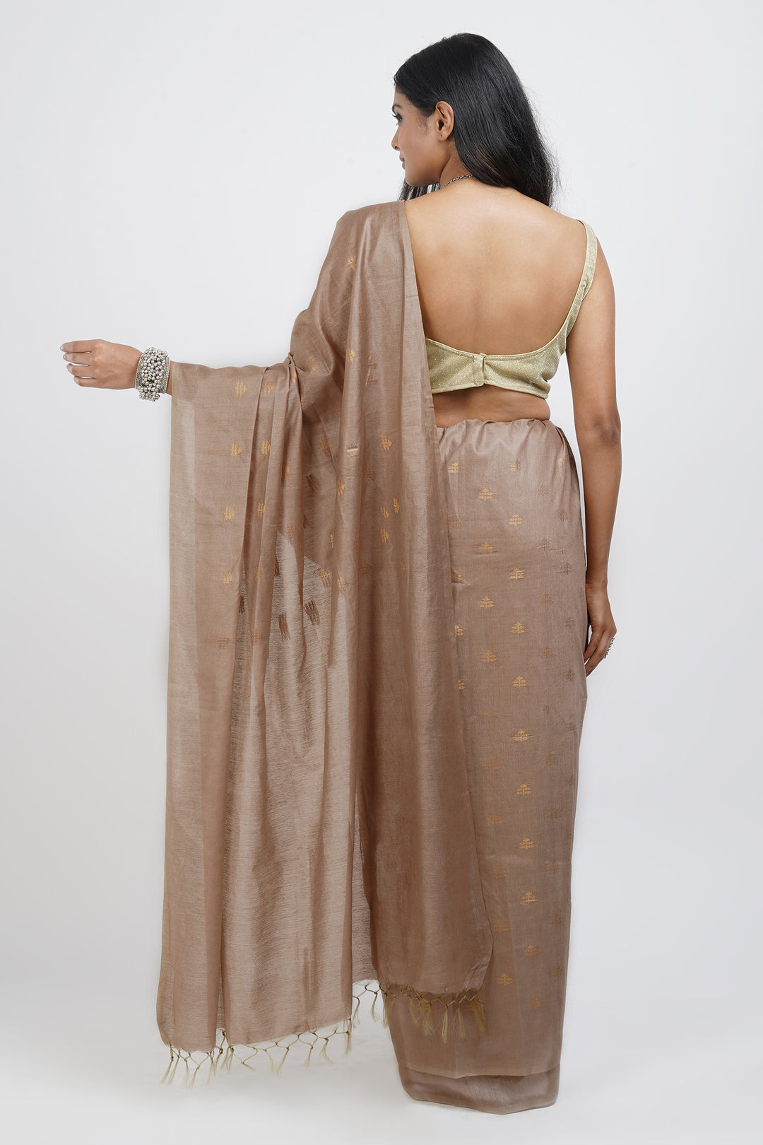 Teejh Lasya Beige Cotton Silk Saree