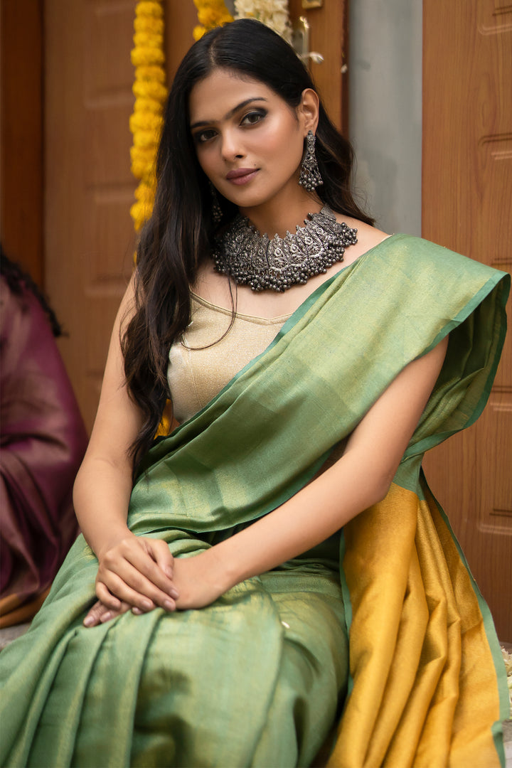 Teejh Shaurya Green Tissue Silk Saree