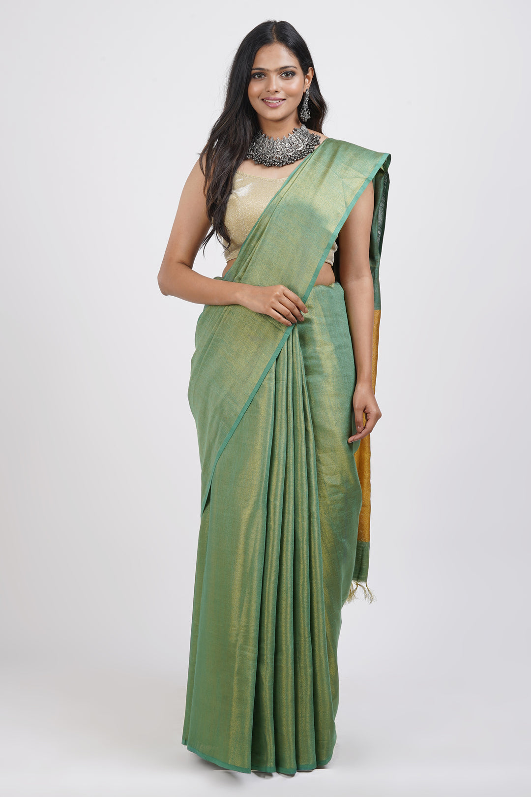 Teejh Shaurya Green Tissue Silk Saree