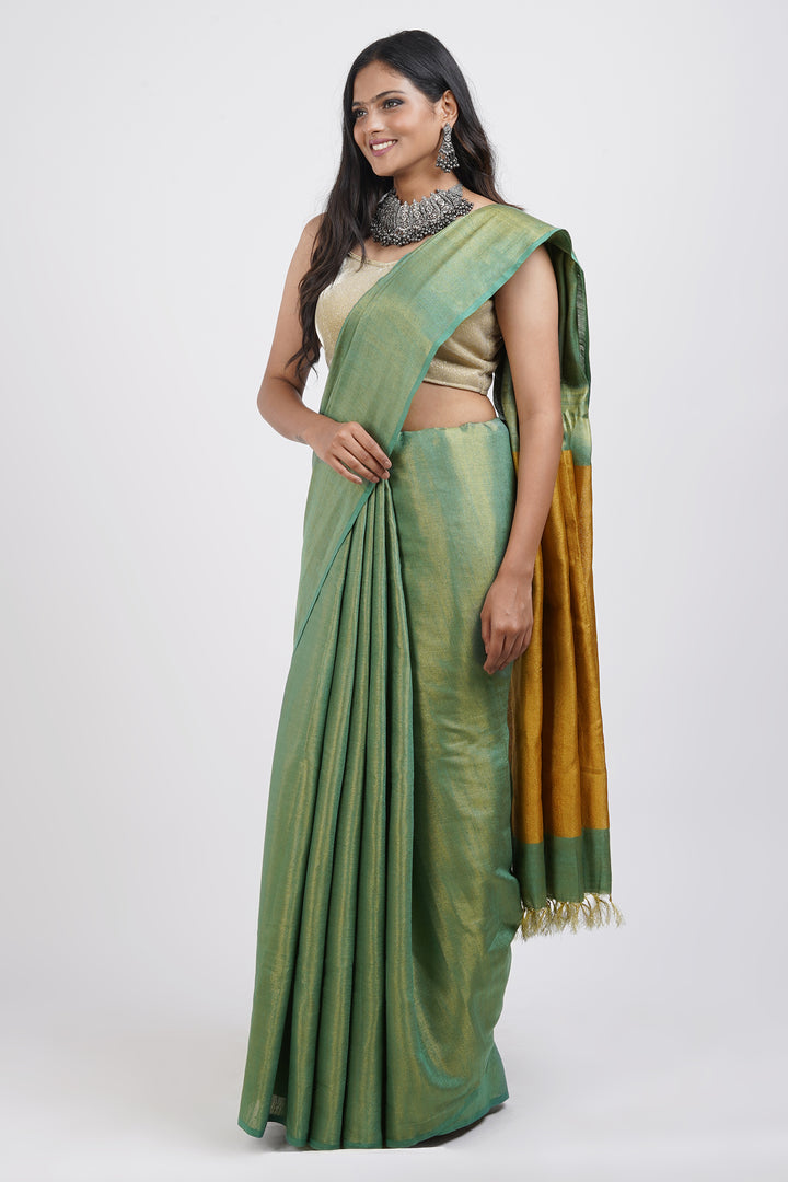 Teejh Shaurya Green Tissue Silk Saree