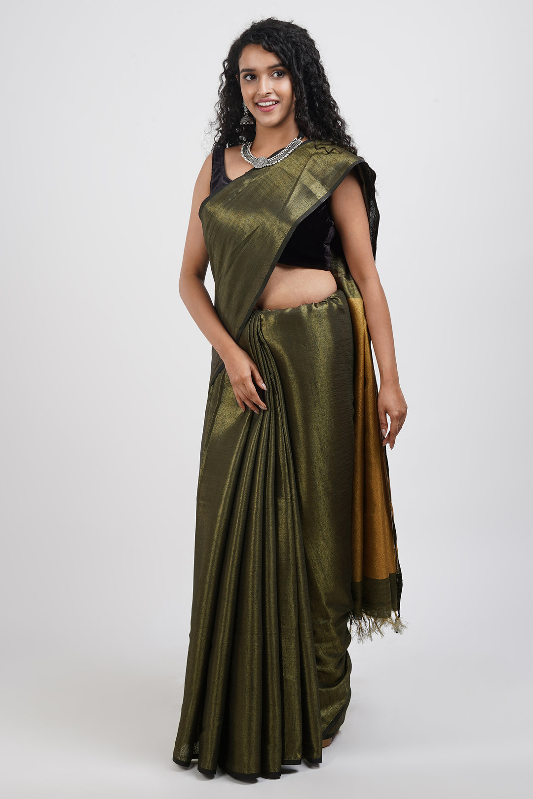 Teejh Shaurya Black Golden Tissue Silk Saree