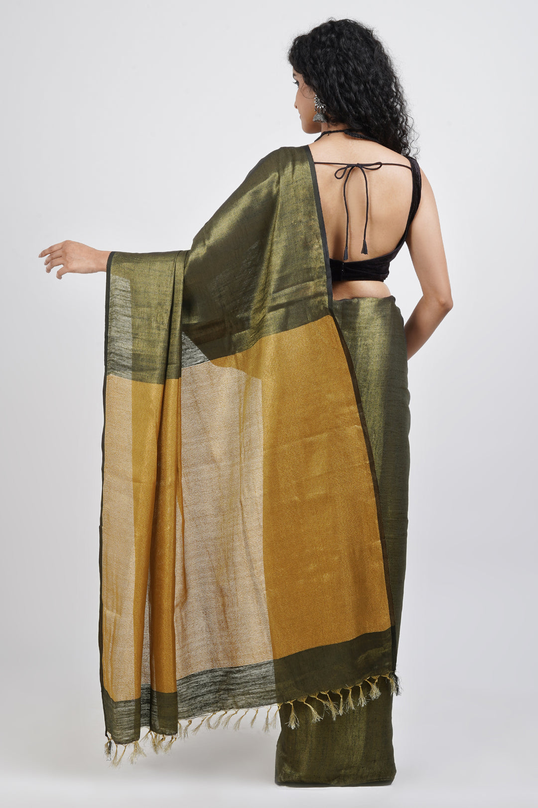 Teejh Shaurya Black Golden Tissue Silk Saree