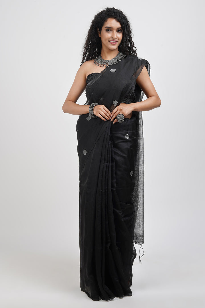 Teejh Tasha Black Muslin Silk Saree