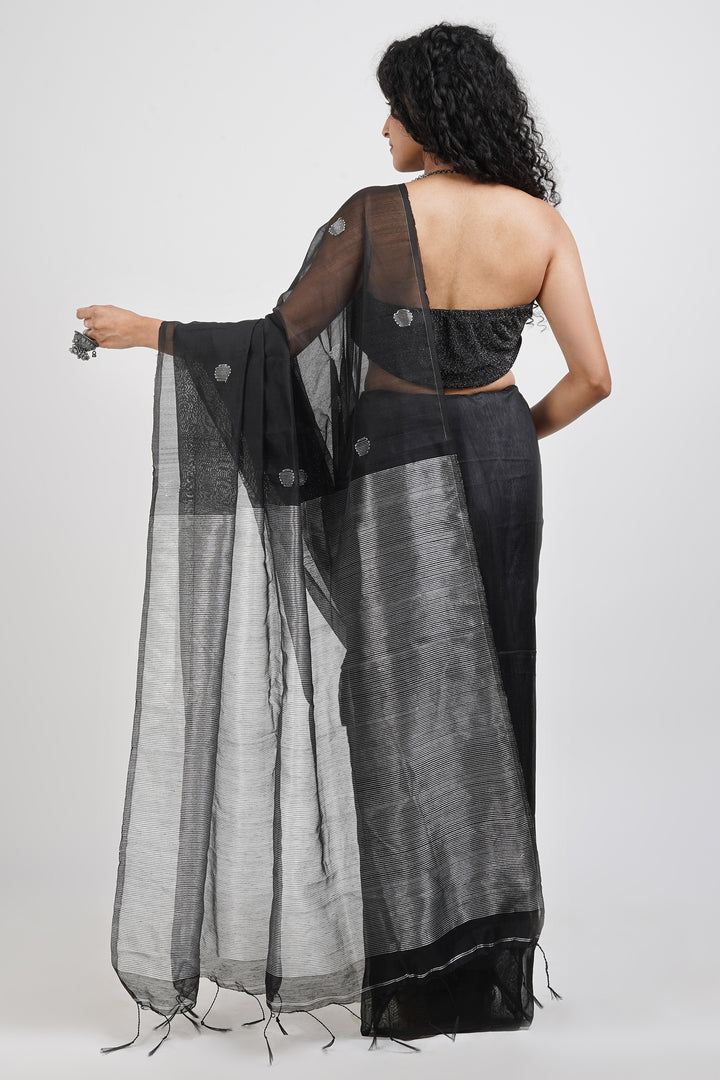 Teejh Tasha Black Muslin Silk Saree