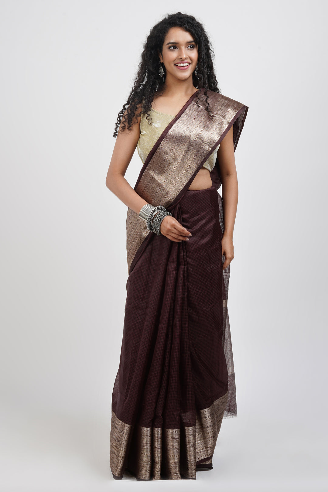 Teejh Samara Brown Organza Saree