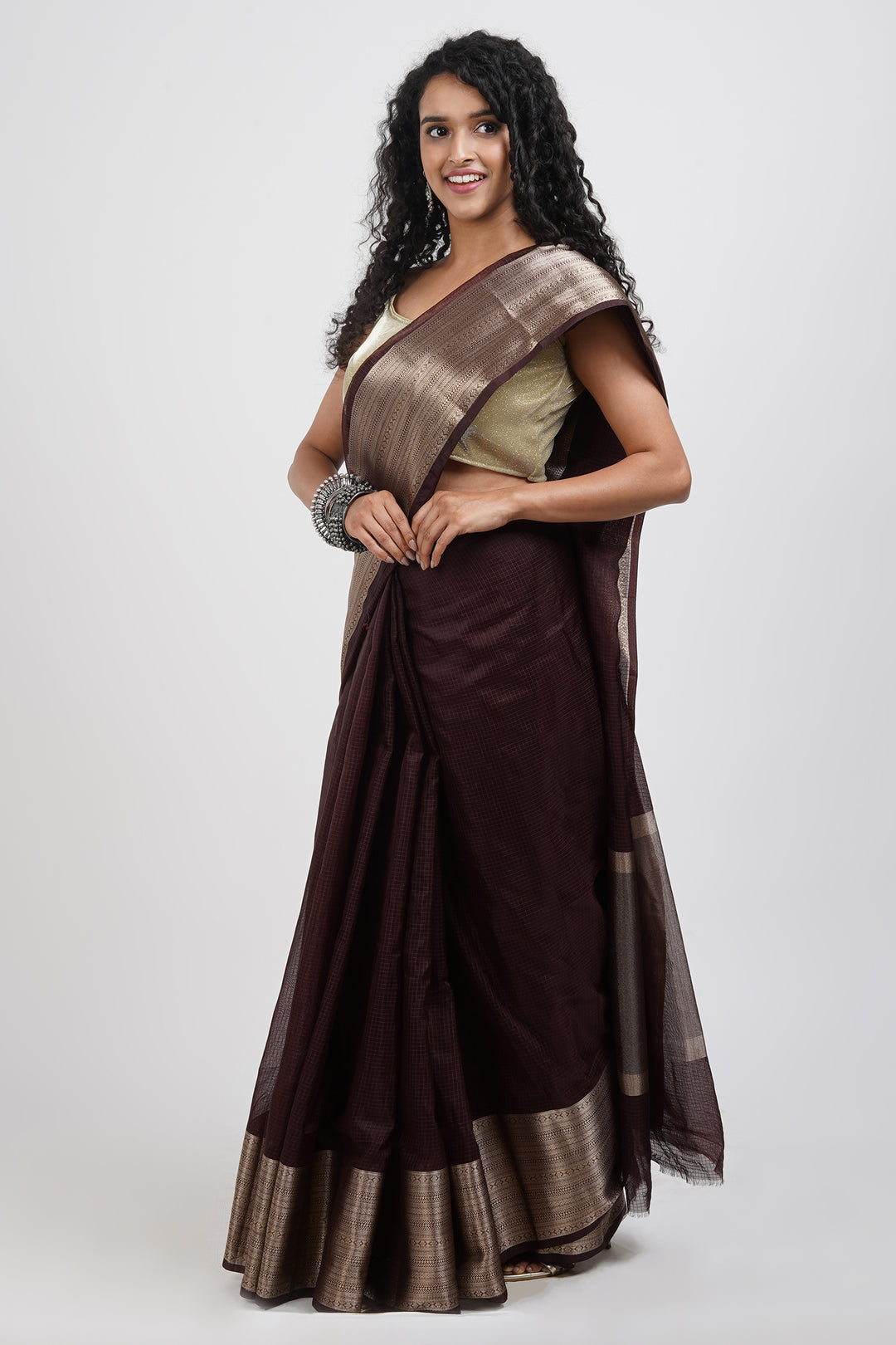 Teejh Samara Brown Organza Saree