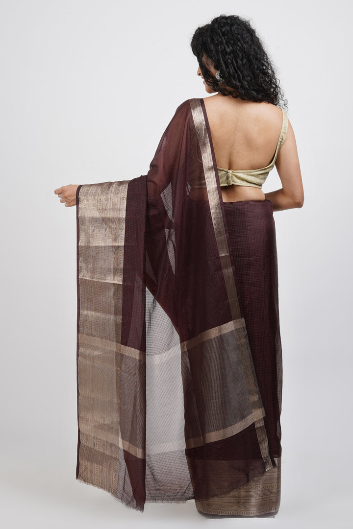 Teejh Samara Brown Organza Saree