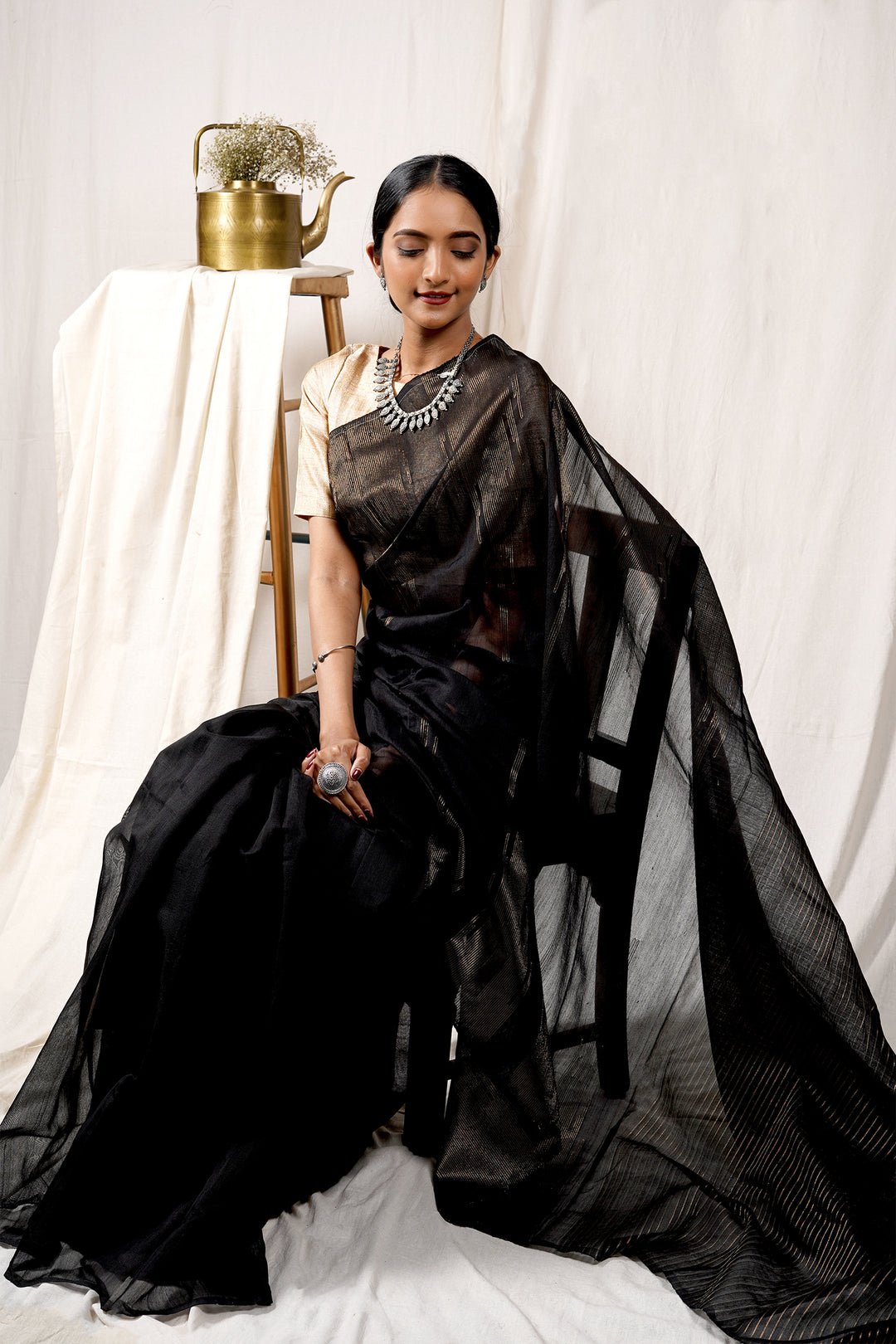 Teejh Chaandini Raat Cotton Silk Zari Saree