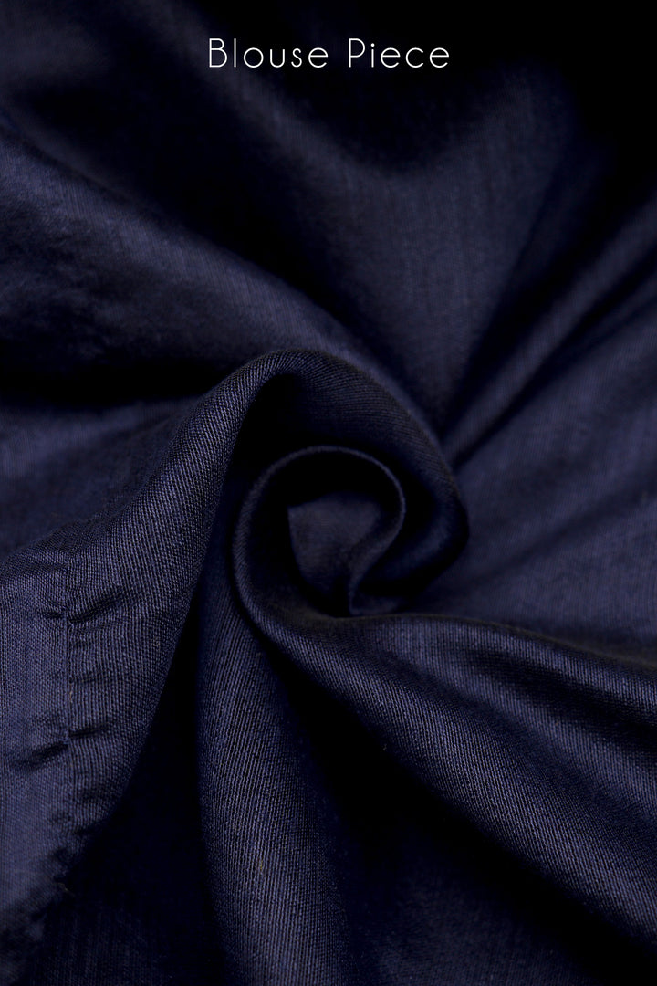 Teejh Indigo Blue Box Handloom Sequin Saree
