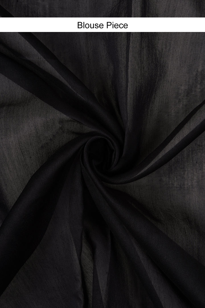Teejh Raat ki Rani Black Block Print Chanderi Silk Saree