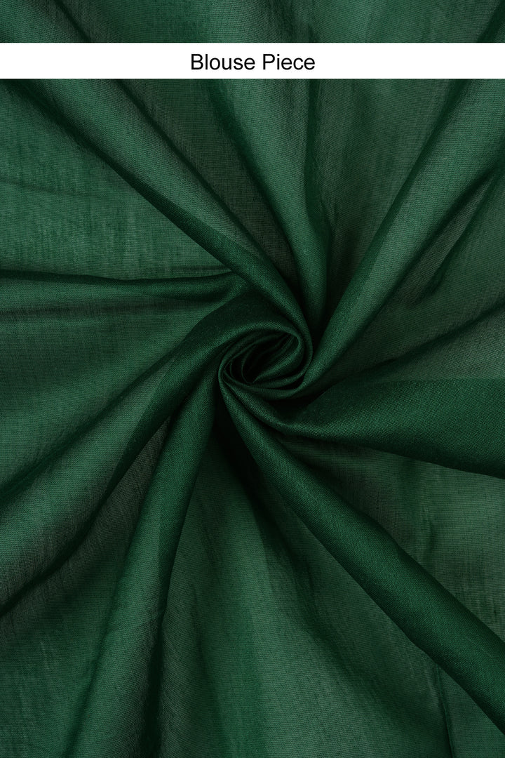 Teejh Green Chilli Bottle Green Block Print Chanderi Silk Saree