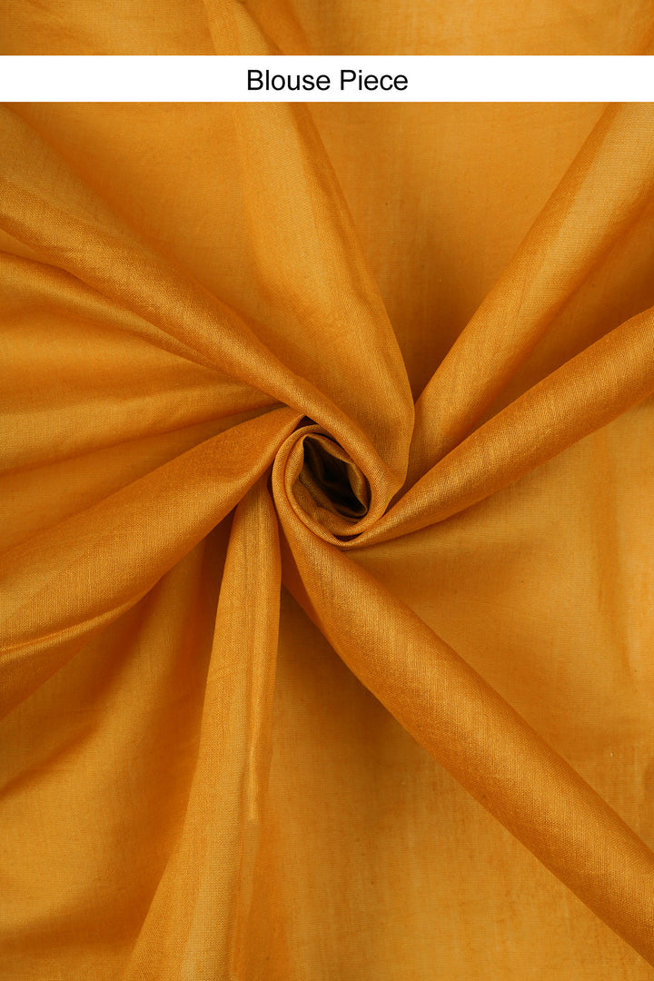 Teejh Sunkissed Mustard Block Print Chanderi Silk Saree