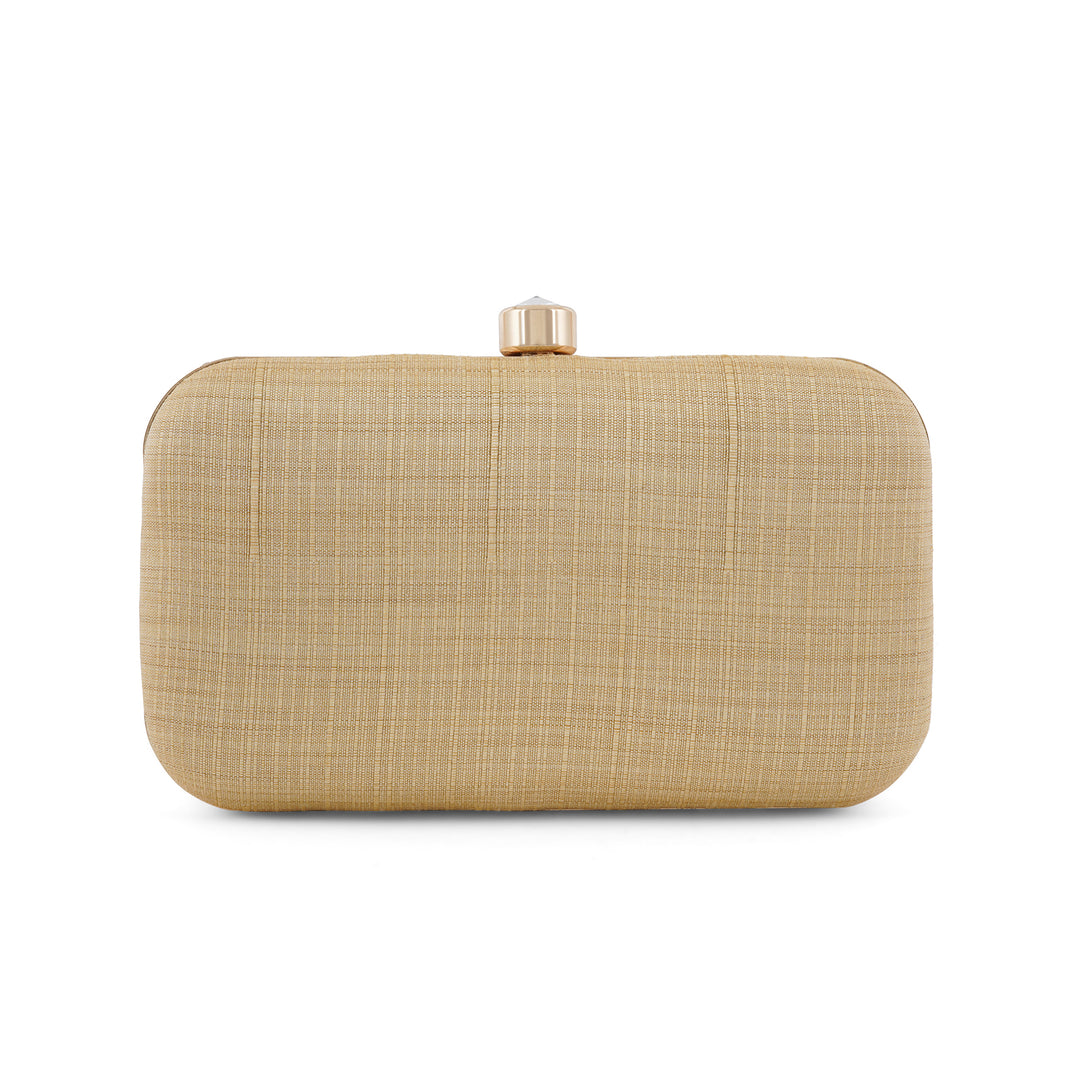 Gold in Snow Embroidered Fabric Clutch
