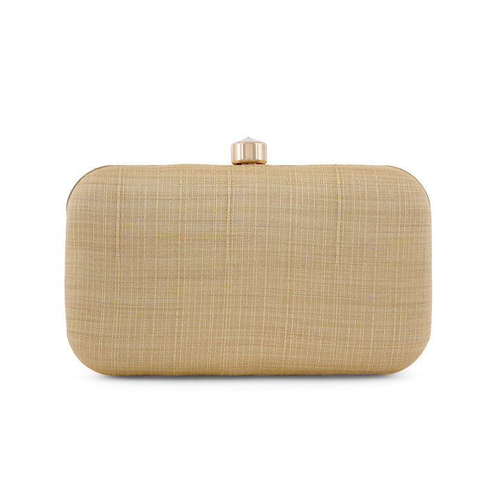 Gold in Snow Embroidered Fabric Clutch