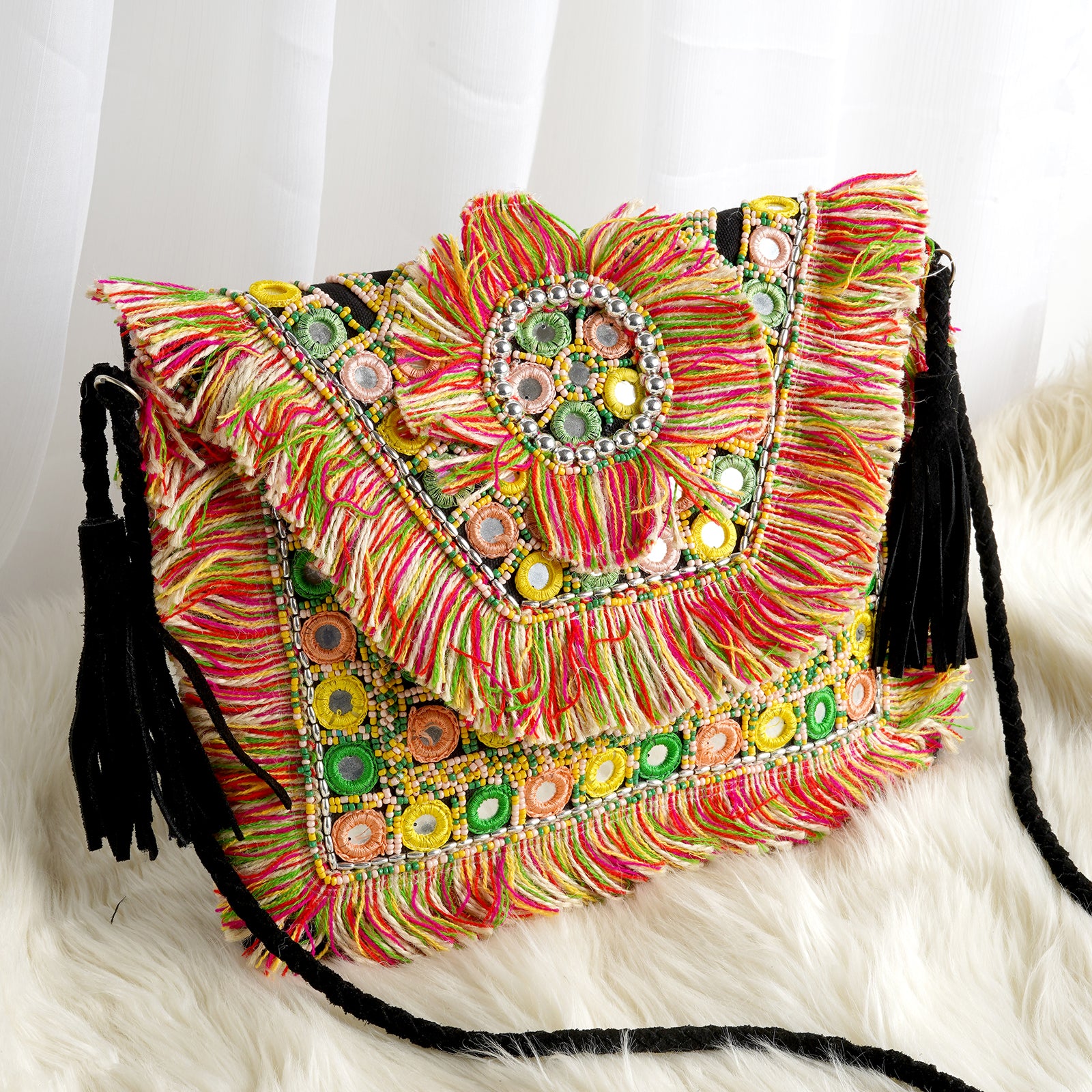 Buy Banjara Hobo Bag / Embroidered Shoulder Bag / Multicoloured Online in  India - Etsy | Embroidered shoulder bag, Leather fringe bag, Embroidered bag