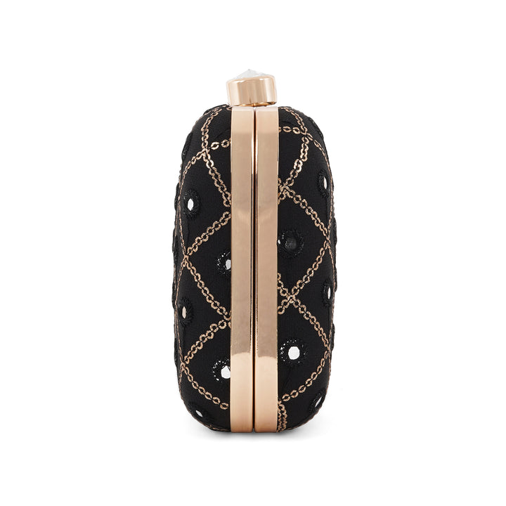 Festive Duet Black Embroidered Clutch