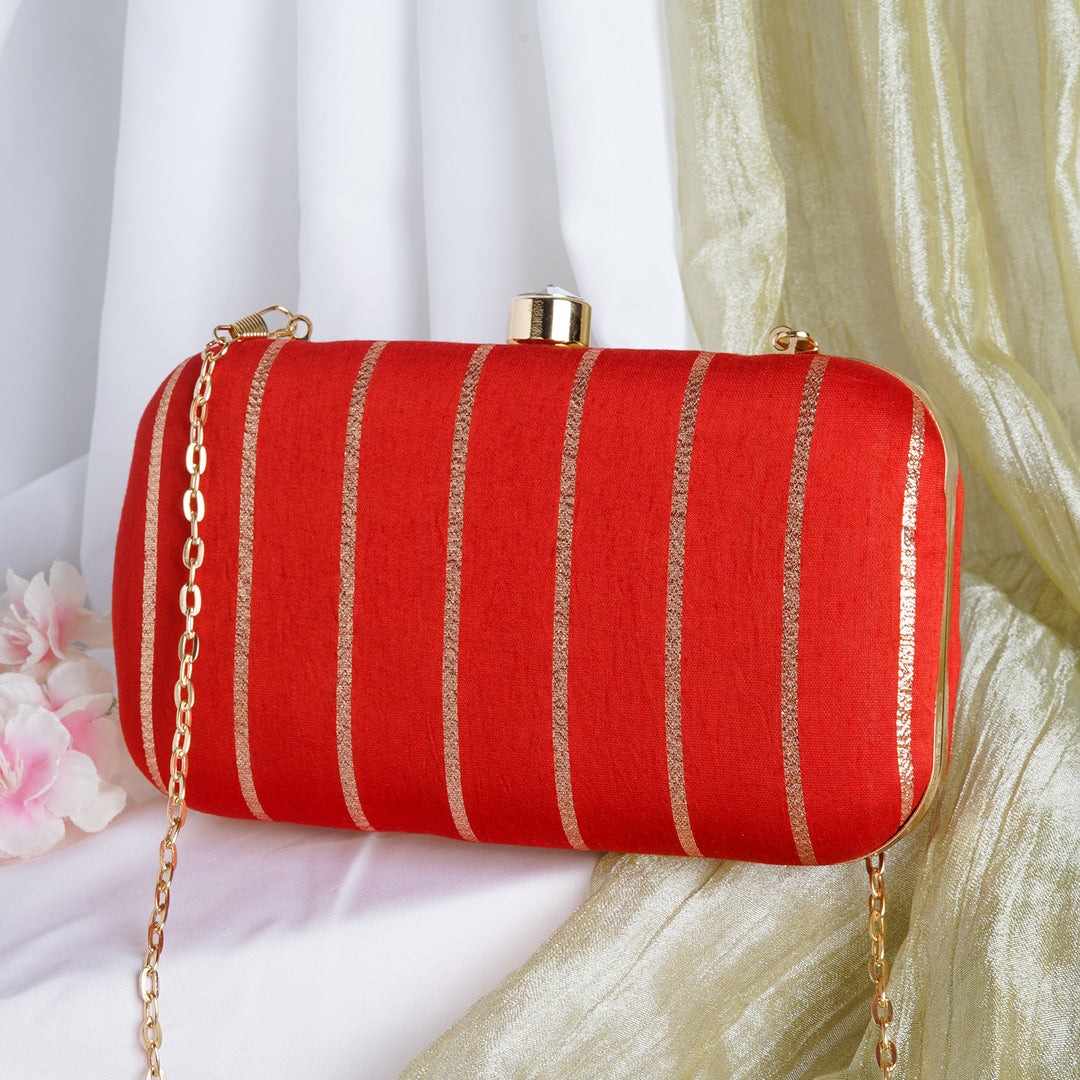 Phuljhadi Red Brocade Fabric Clutch