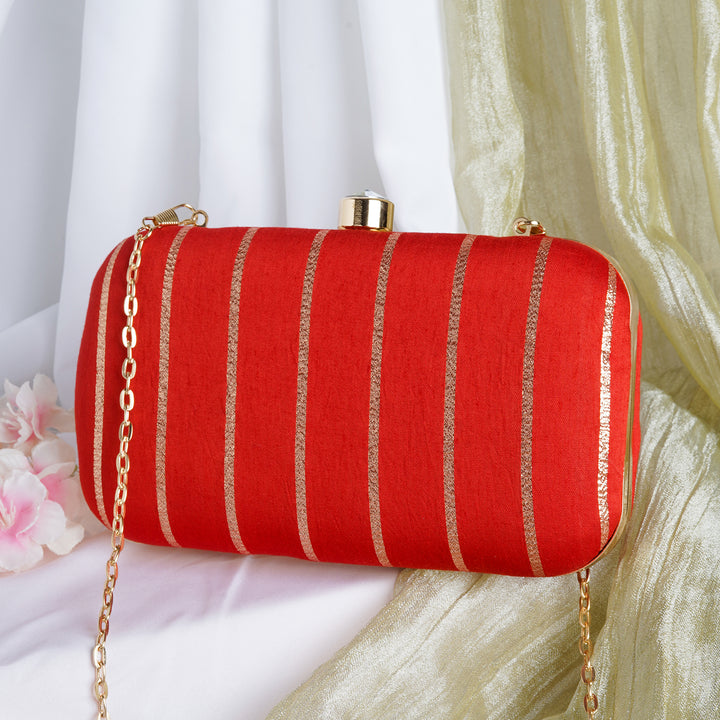 Phuljhadi Red Brocade Fabric Clutch
