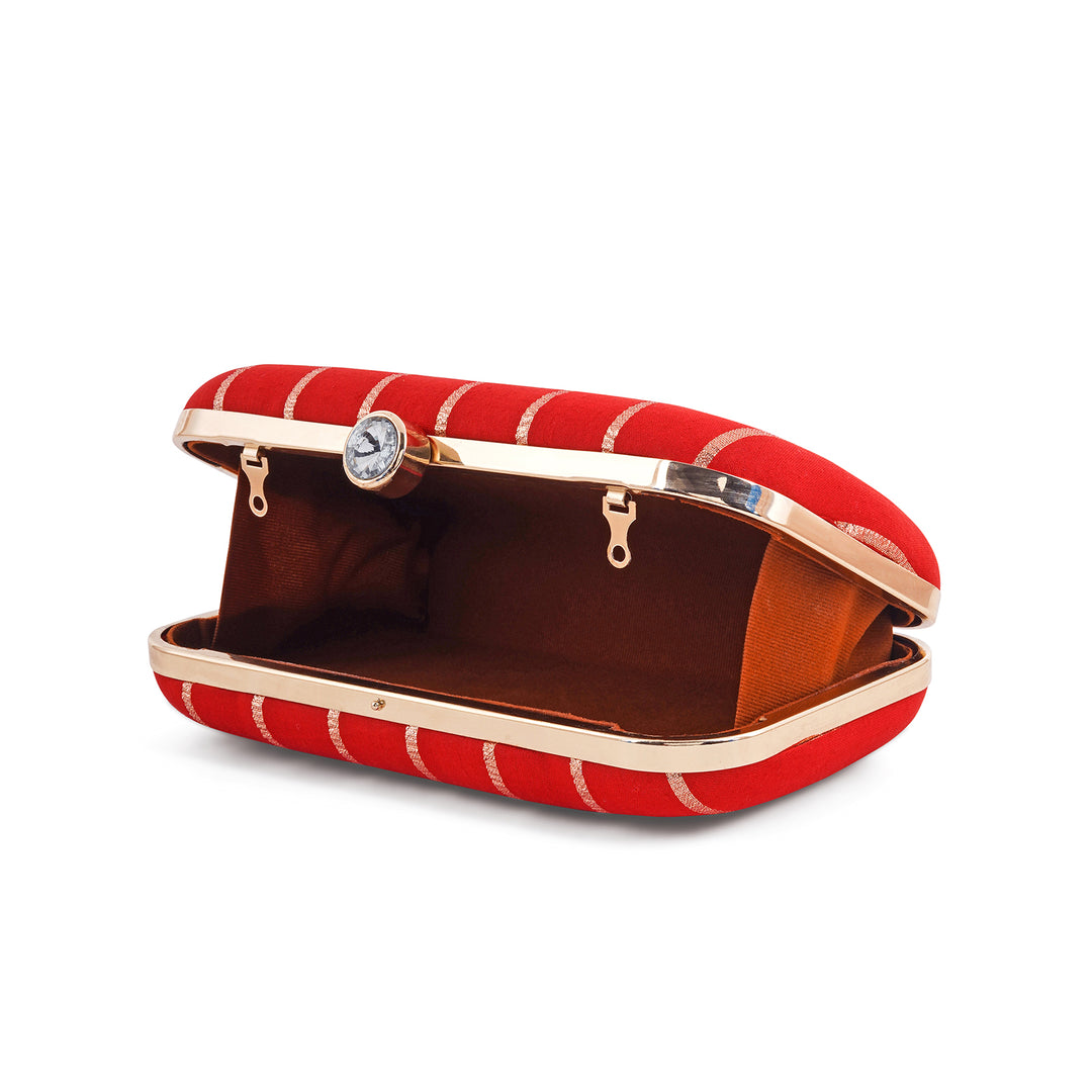 Phuljhadi Red Brocade Fabric Clutch