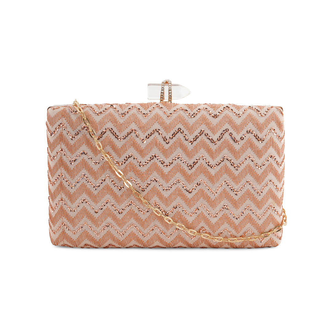 Party Wave Peach Sequin Embroidered Clutch