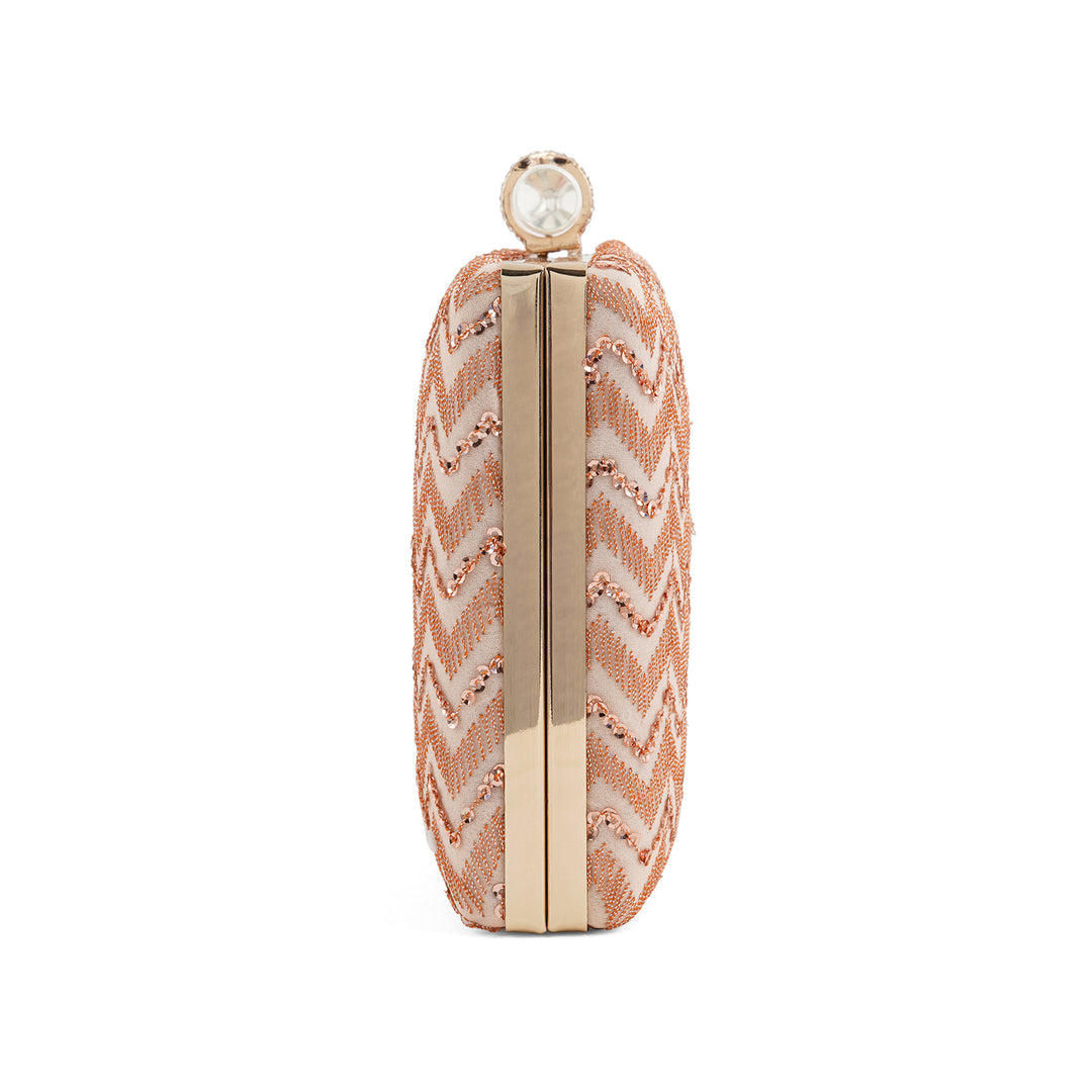 Party Wave Peach Sequin Embroidered Clutch